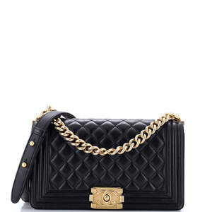 Chanel Old Medium Boy Flap Bag Quilted Lambskin